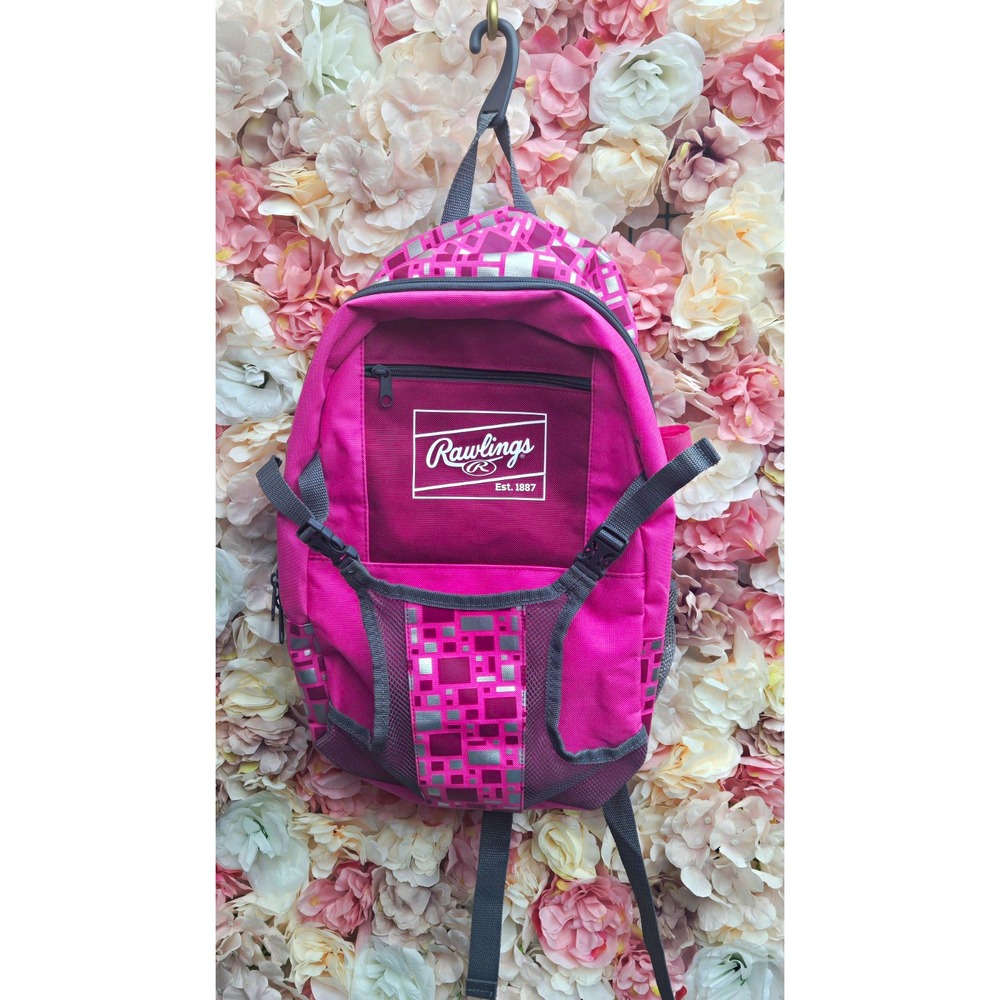 Rawlings Players Youth Baseball Softball Backpack Equipment Bat Bag Pink Mosaic